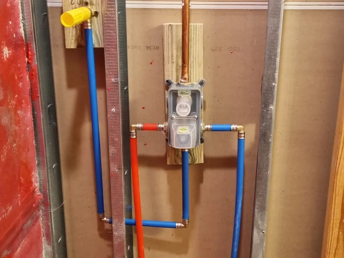 Interior wall framing and plumbing rough-in